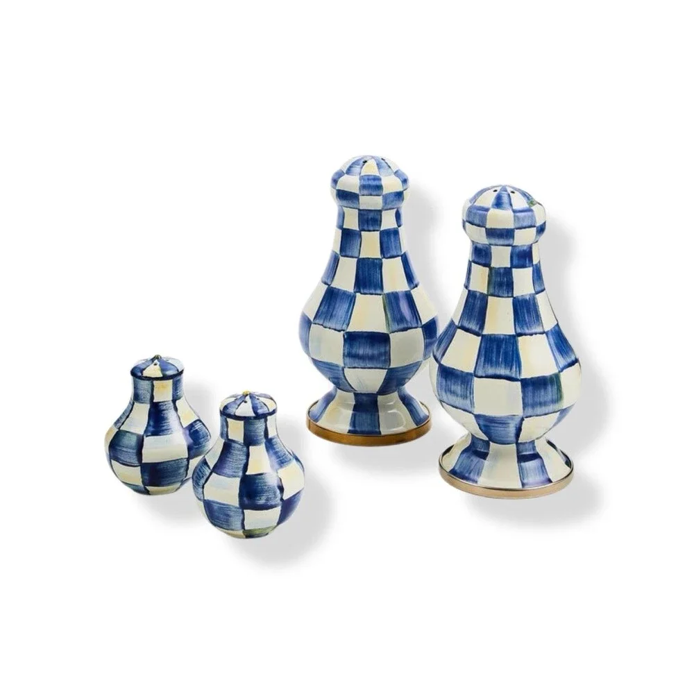 Mackenzie Childs Royal Check Salt & Pepper Shakers New in Box